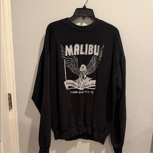 Malibu Black Graphic Men's Crewneck Sweater